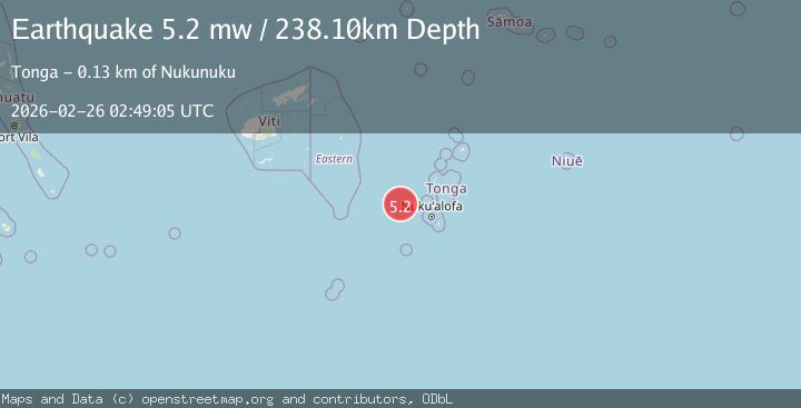 Map of 120 km WNW of Houma, Tonga