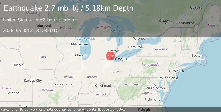 Map of 2 km W of Carleton, Michigan