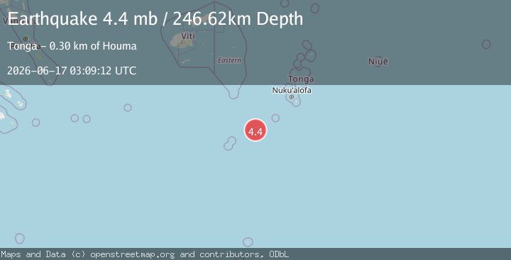 Map of 298 km SW of Houma, Tonga