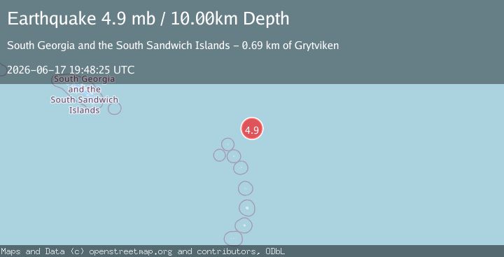 Map of South Sandwich Islands region