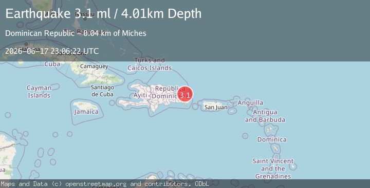 Map of 37 km ENE of Miches, Dominican Republic