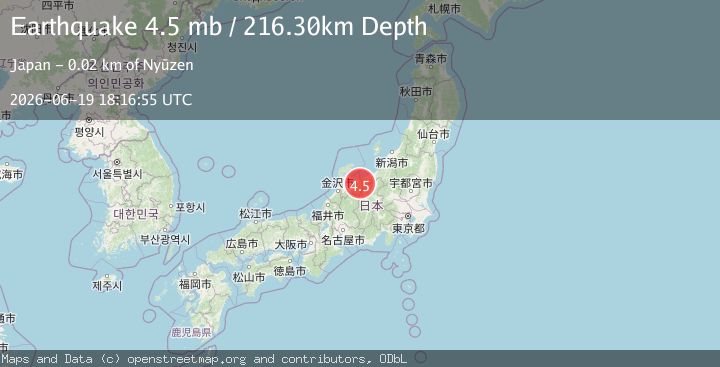 Map of 20 km SE of Nyūzen, Japan