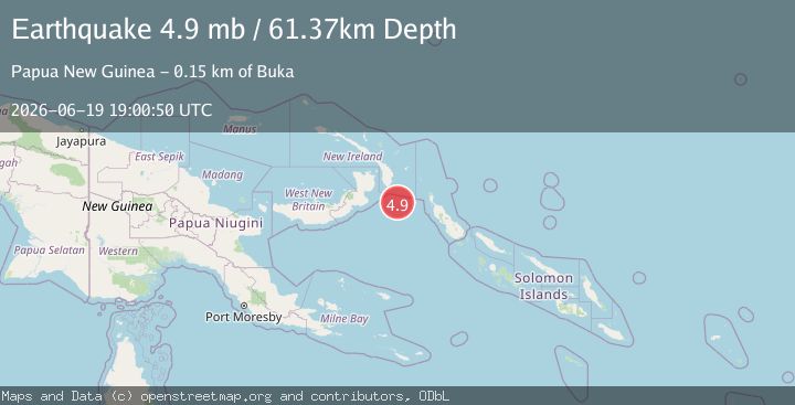 Map of 164 km SE of Kokopo, Papua New Guinea