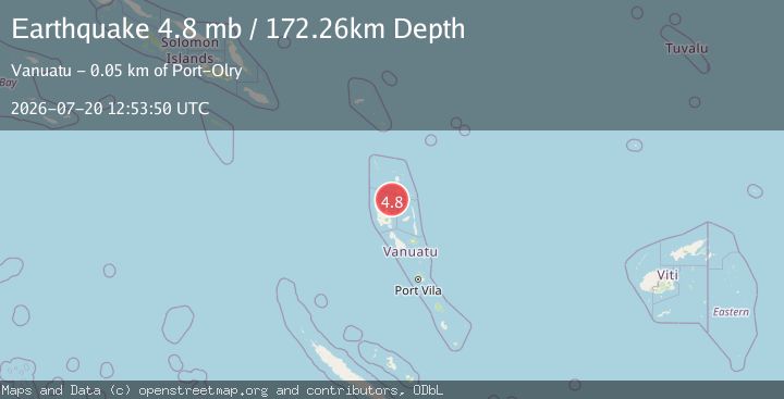 Map of 51 km NNE of Port-Olry, Vanuatu