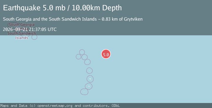 Map of South Sandwich Islands region