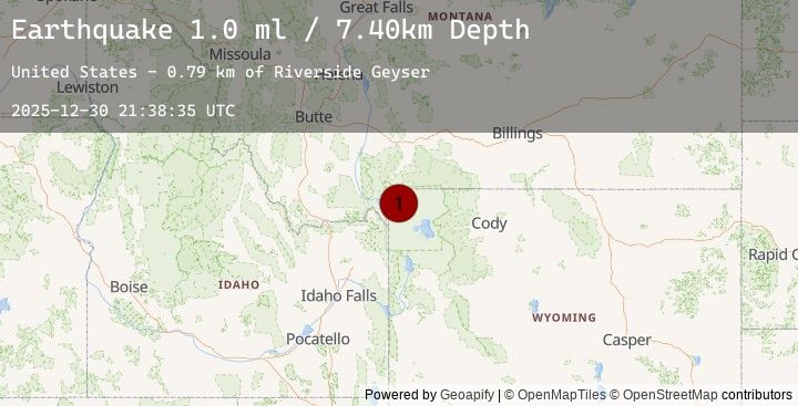 Map of 22 km SSW of Mammoth, Wyoming