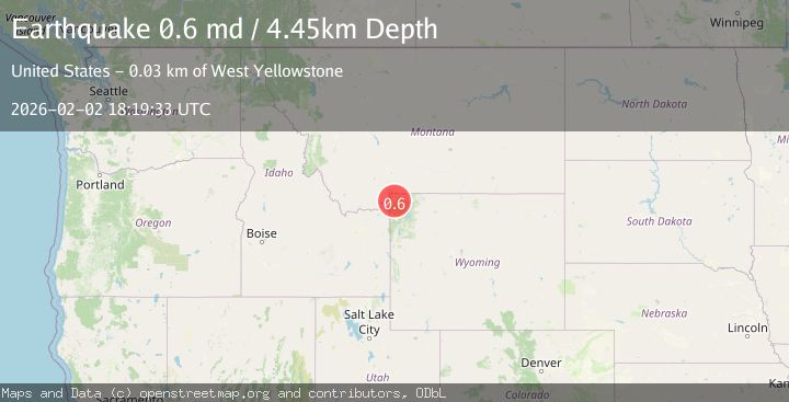 Map of 22 km SSW of Mammoth, Wyoming