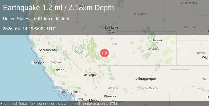 Map of 14 km NE of Milford, Utah