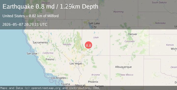 Map of 15 km NE of Milford, Utah