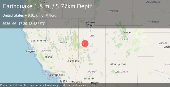 Map of 14 km ENE of Milford, Utah