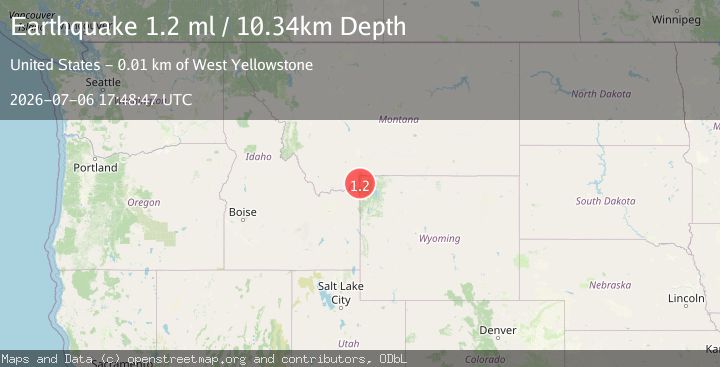 Map of 14 km NNE of West Yellowstone, Montana