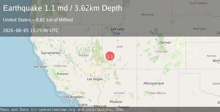 Map of 13 km NE of Milford, Utah