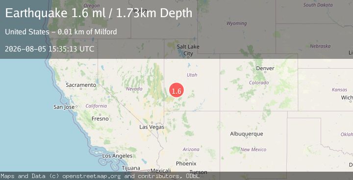 Map of 13 km NE of Milford, Utah
