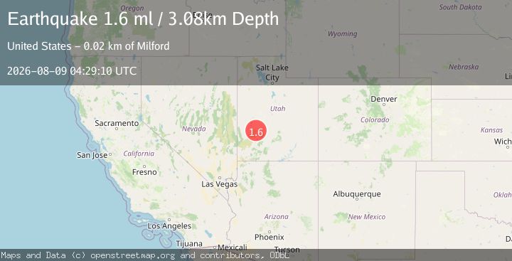 Map of 17 km NE of Milford, Utah