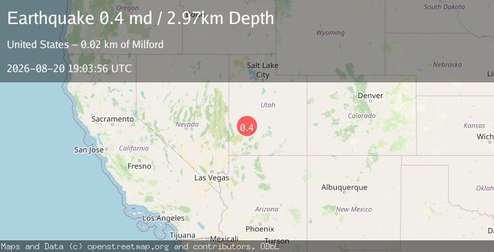 Map of 16 km NE of Milford, Utah