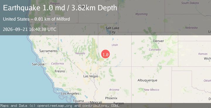 Map of 14 km NE of Milford, Utah