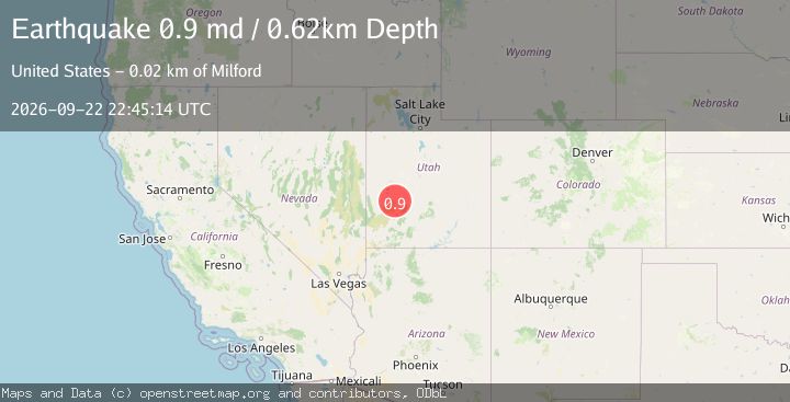 Map of 15 km NE of Milford, Utah