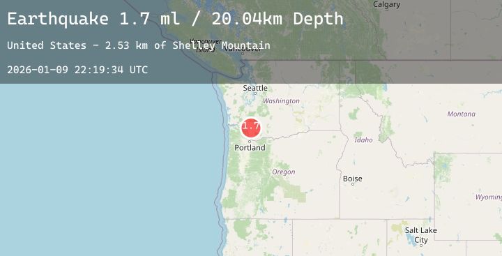 Map of 23 km ENE of Kalama, Washington