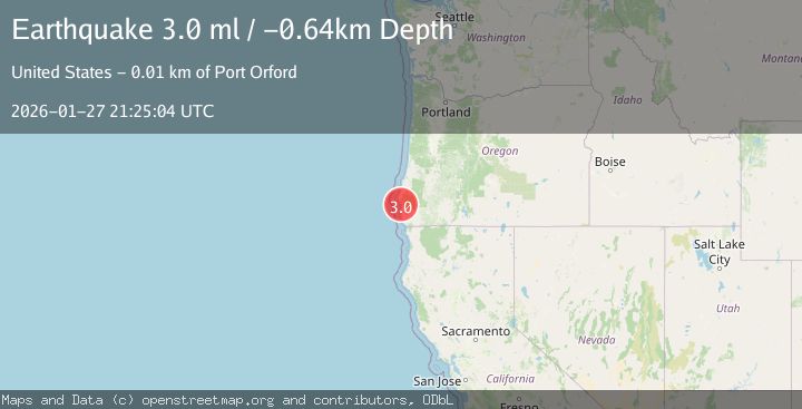 Map of 12 km SE of Port Orford, Oregon