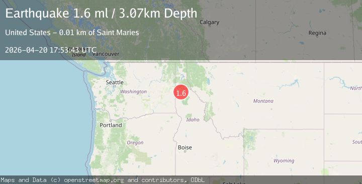 Map of 7 km SSE of Saint Maries, Idaho