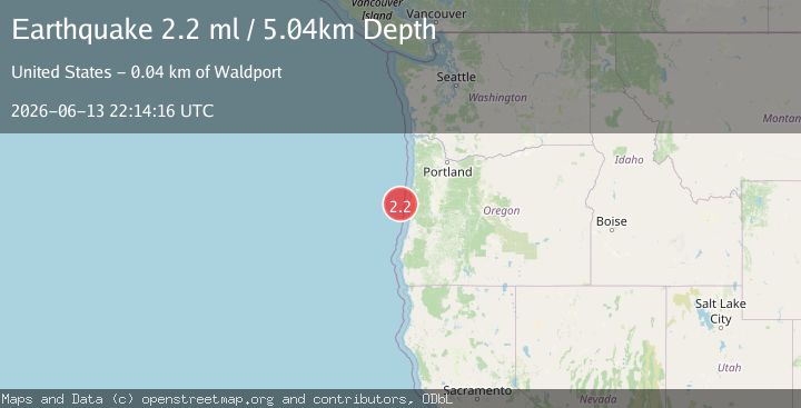 Map of 32 km W of Yachats, Oregon