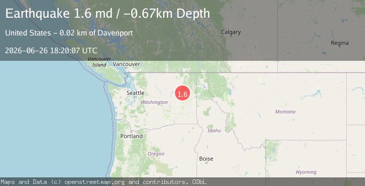 Map of 19 km NNW of Davenport, Washington