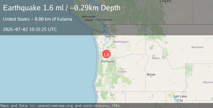 Map of 4 km NNE of Kalama, Washington