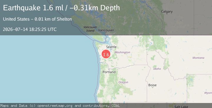 Map of 11 km S of Shelton, Washington