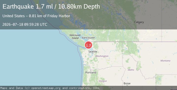 Map of 8 km WNW of Orcas, Washington