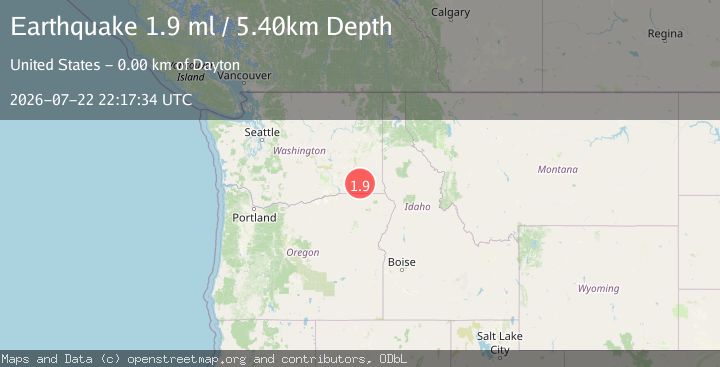Map of 4 km SW of Dayton, Washington