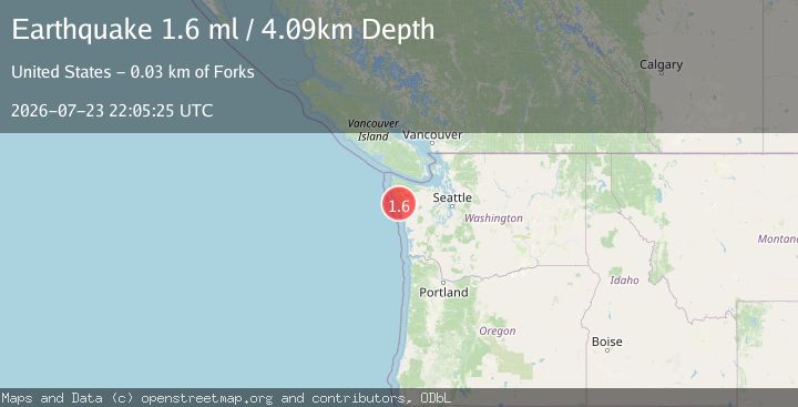 Map of 16 km NNW of Queets, Washington