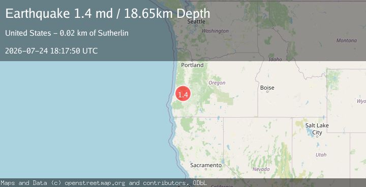 Map of 15 km NW of Oakland, Oregon