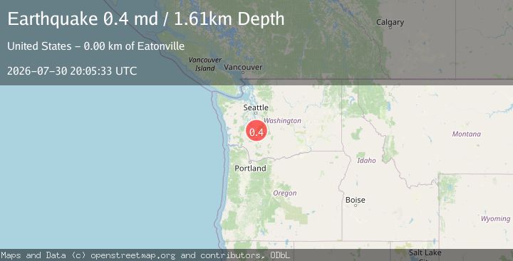 Map of 1 km NNW of Eatonville, Washington