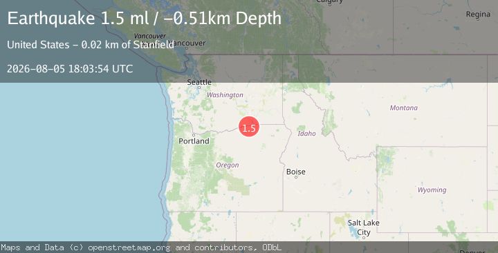 Map of 14 km NE of Hermiston, Oregon