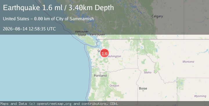 Map of 3 km NNE of City of Sammamish, Washington