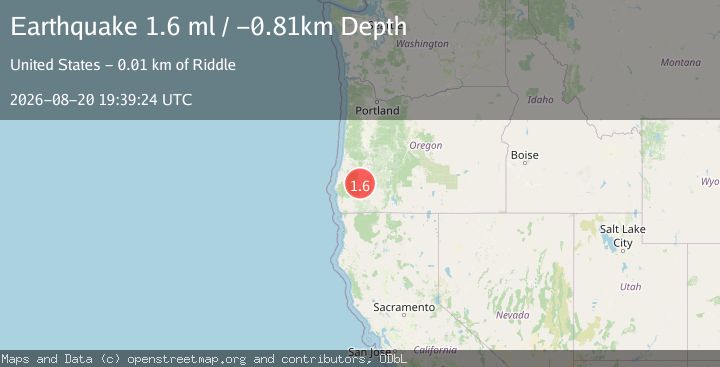 Map of 6 km W of Riddle, Oregon