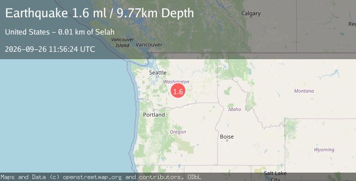 Map of 11 km N of Selah, Washington
