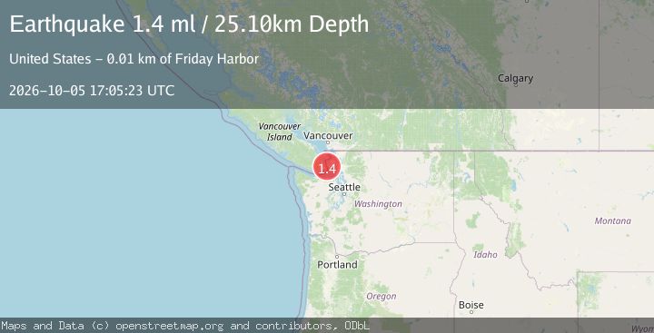 Map of 9 km WSW of Friday Harbor, Washington