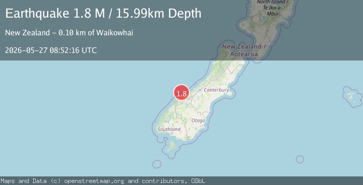 Map of off the west coast of the South Island of New Zealand