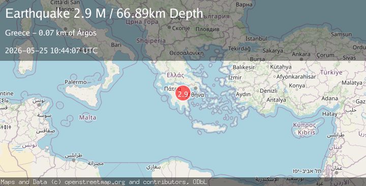 Map of Peloponnese Region, Greece