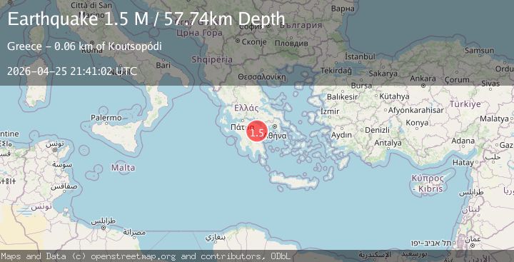 Map of Peloponnese Region, Greece