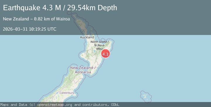 Map of off the east coast of the North Island of New Zealand