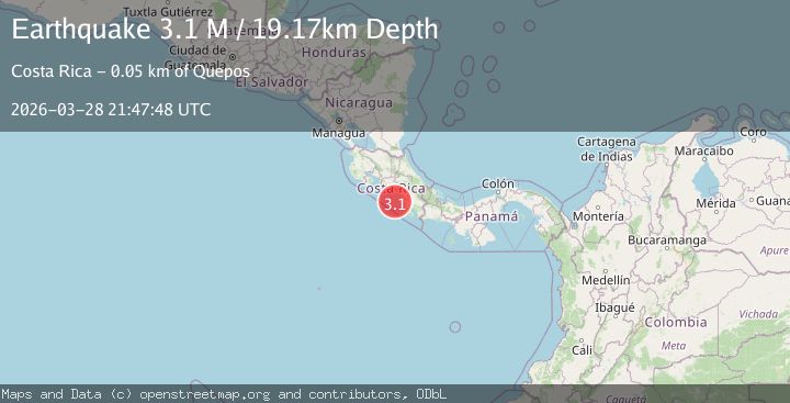 Map of off the coast of Costa Rica
