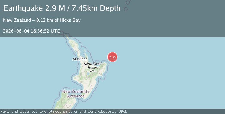 Map of off the east coast of the North Island of New Zealand