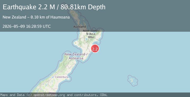 Map of off the east coast of the North Island of New Zealand