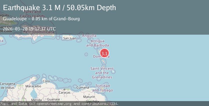 Map of Guadeloupe region, Leeward Islands