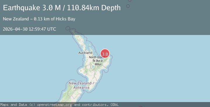 Map of off the east coast of the North Island of New Zealand