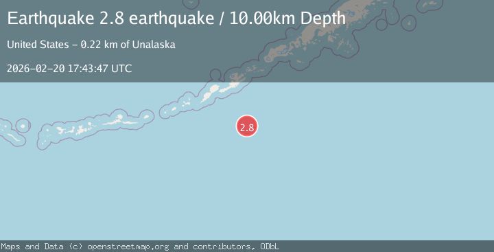 Map of south of the Aleutian Islands
