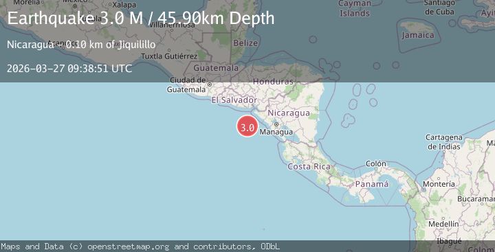 Map of off the coast of Central America