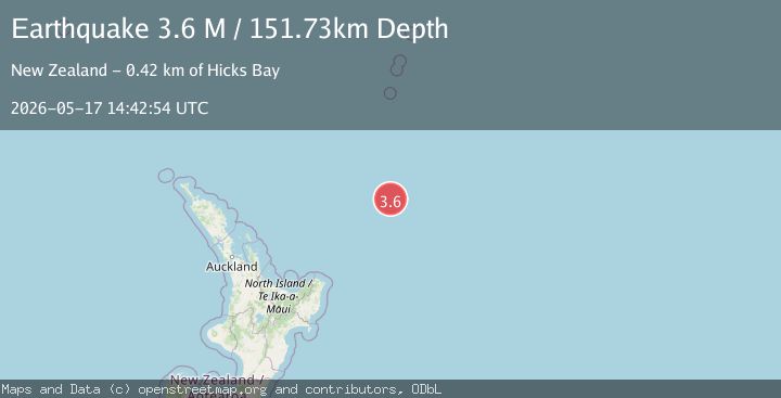 Map of south of the Kermadec Islands